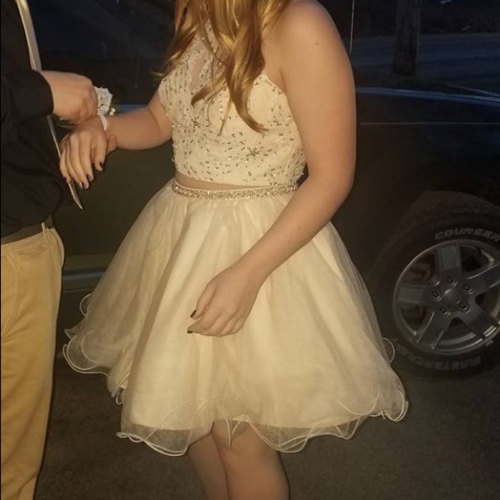 White/nude homecoming dress